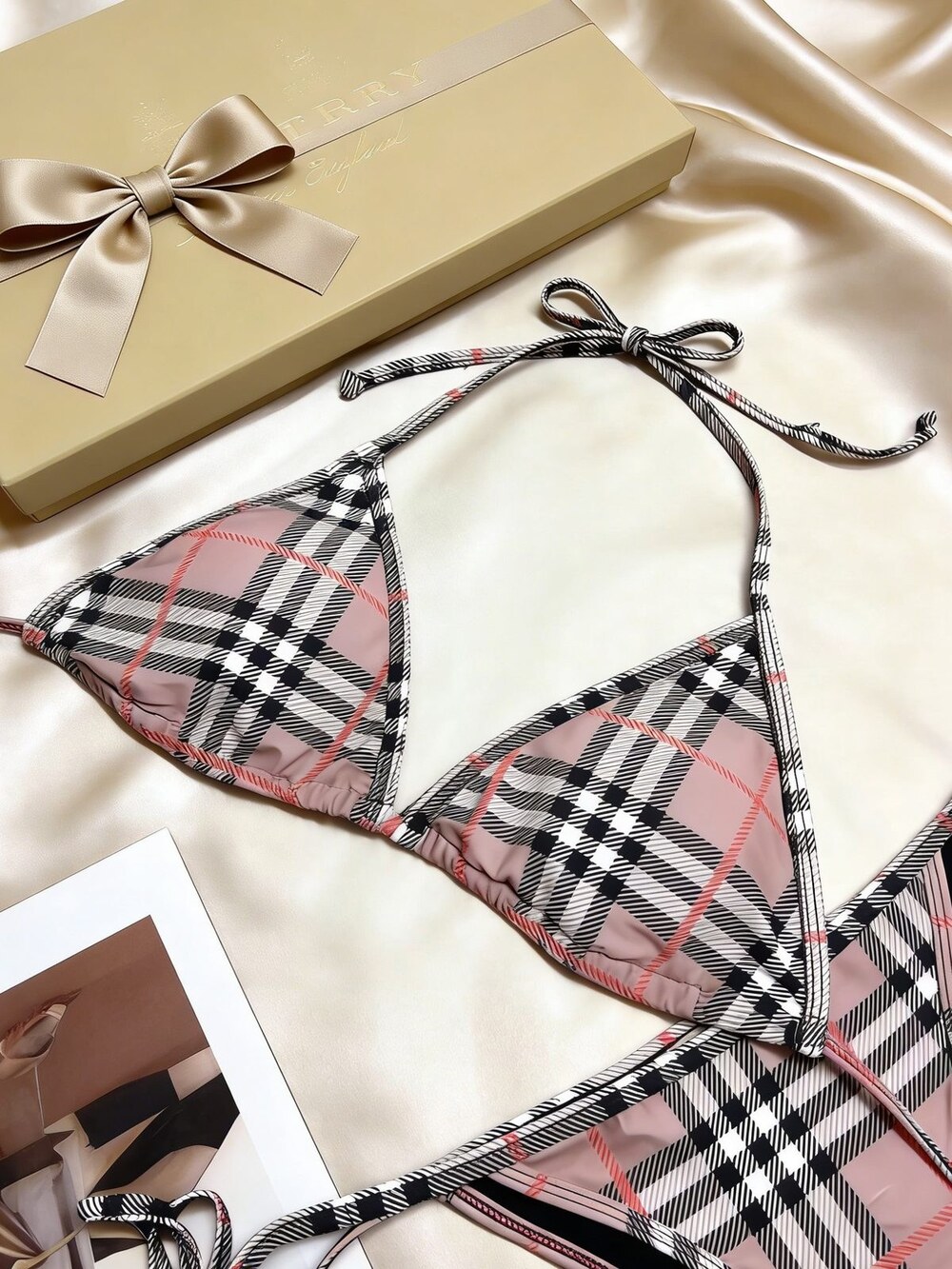 Burberry Pink Check Bikini Swim Wardrobe - Picture 4 of 6